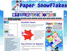 Tablet Screenshot of papersnowflakes.com